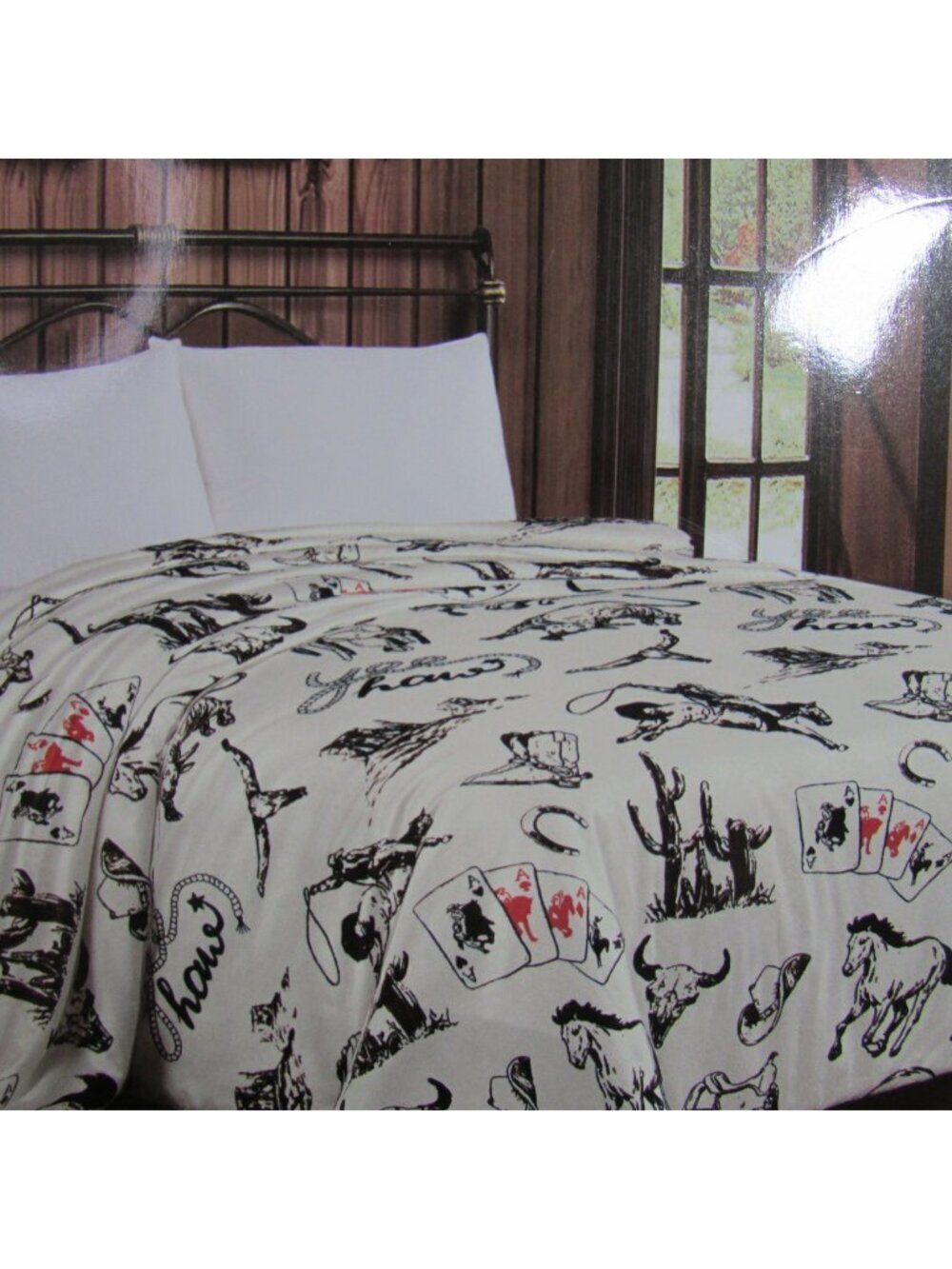 KING Bronc Western Desert Gambler Aces Cards Mia Throw Blanket